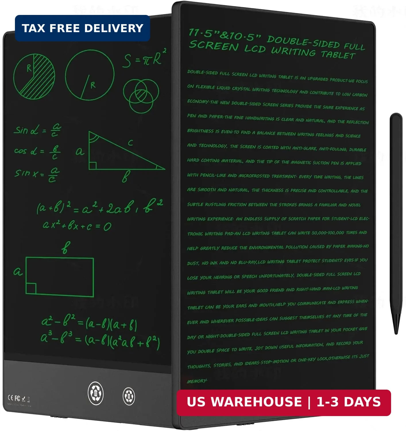 LCD Writing Tablet for Adults- 10.5″ LCD Writing Tablet,Double-Sided Full Screen