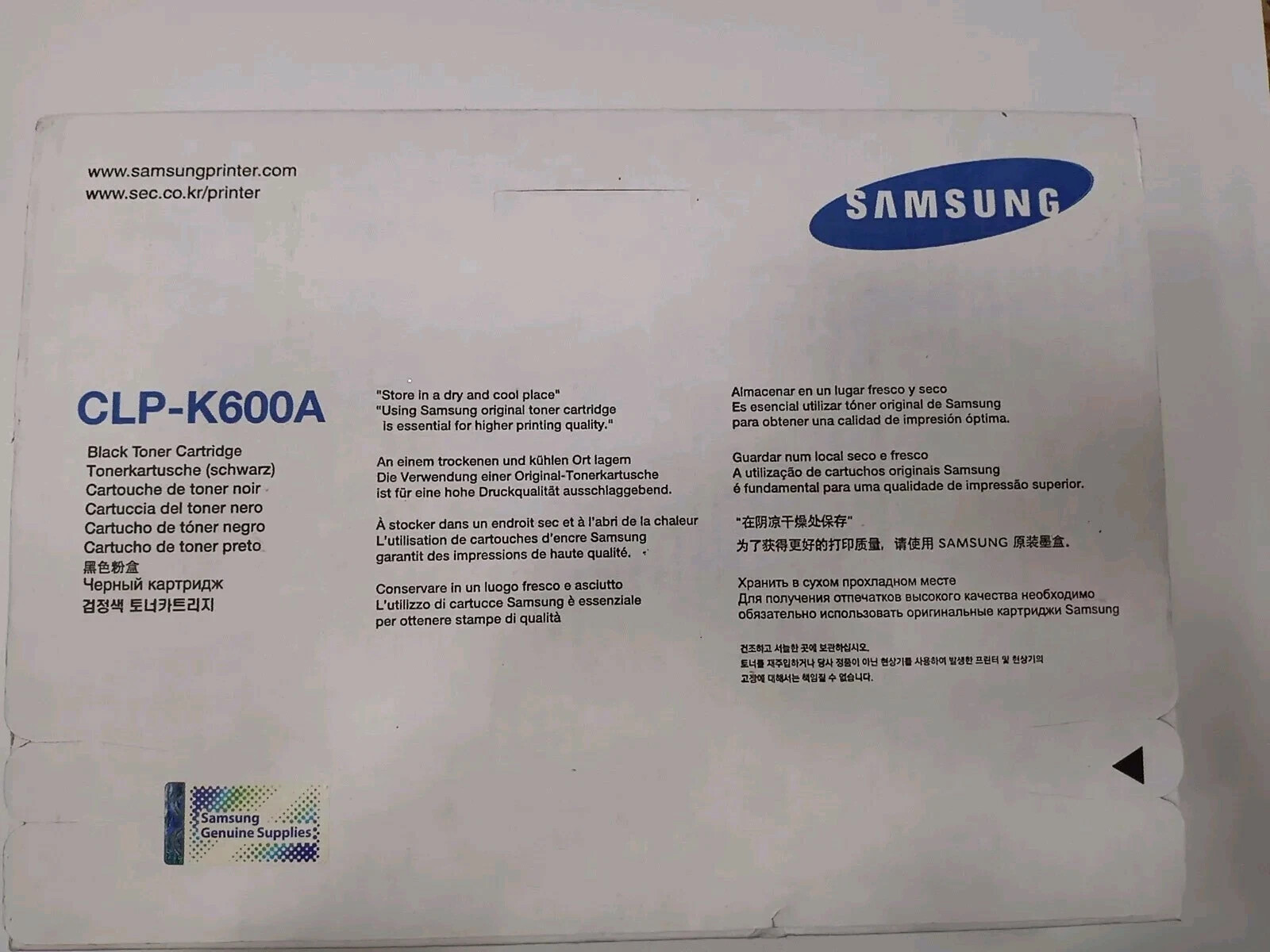 NEW Samsung CLP-K600A Black Toner Cartridge 