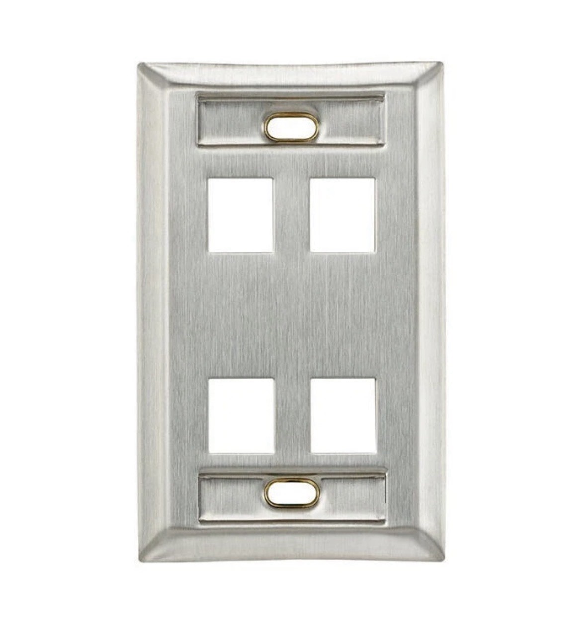 Leviton 43080-1L4 Stainless Steel Wallplate Single-Gang 4-Port with ID Windows