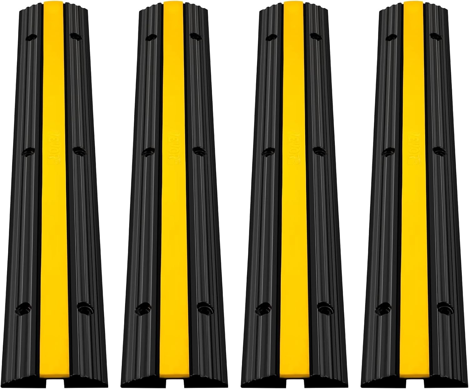4 Pack of 1-Channel Rubber Cable Protector Ramps 22046Lbs Cable Wire Cord Cover