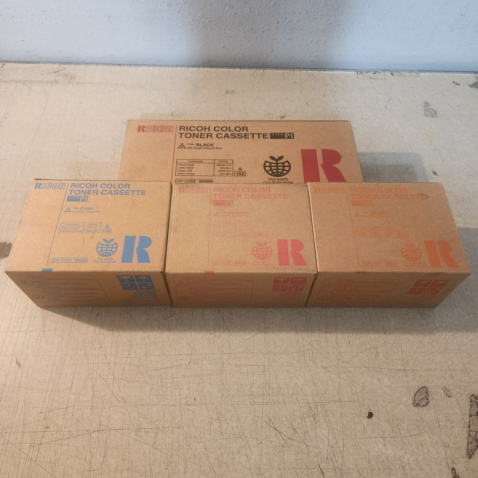 Ricoh 884900 884901 884902 884903 BCMY Type P1 Lot Of 4 Genuine New Sealed