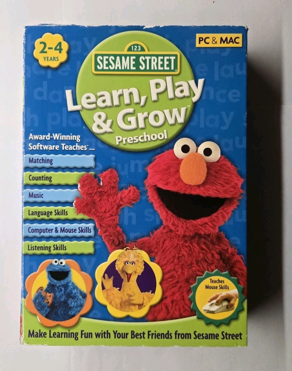 Sesame Street Learn, Play & Grow (PC/MAC, 2007, Big Box)