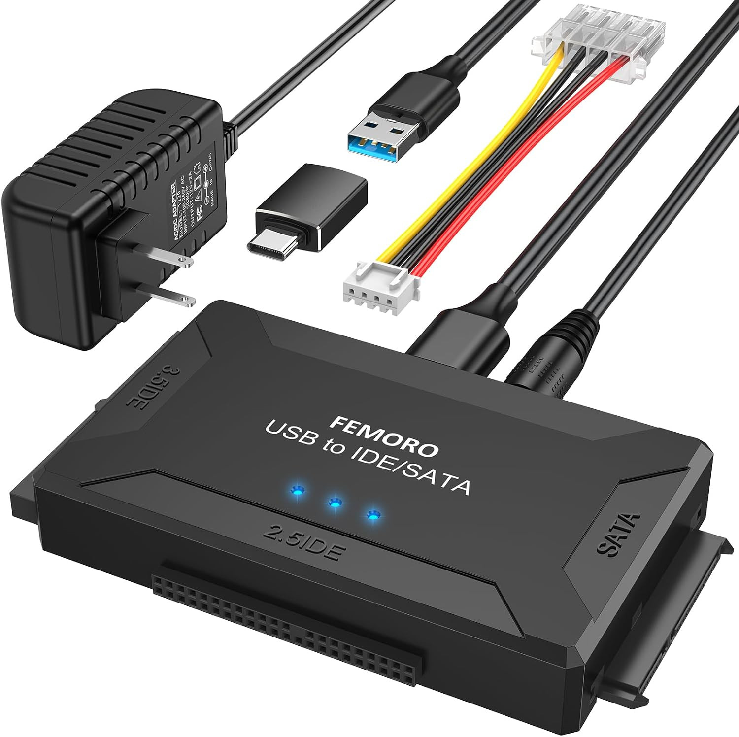 Hard Drive Reader USB 3.0 & Type C to SATA IDE Adapter, Data Recovery Kit