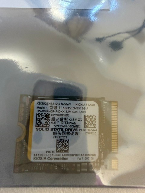 Kioxia Toshiba 512GB KXG50ZNS512G SSD M.2 NVMe 2230 PCIe SSD Harddrive 0MPN6R 89