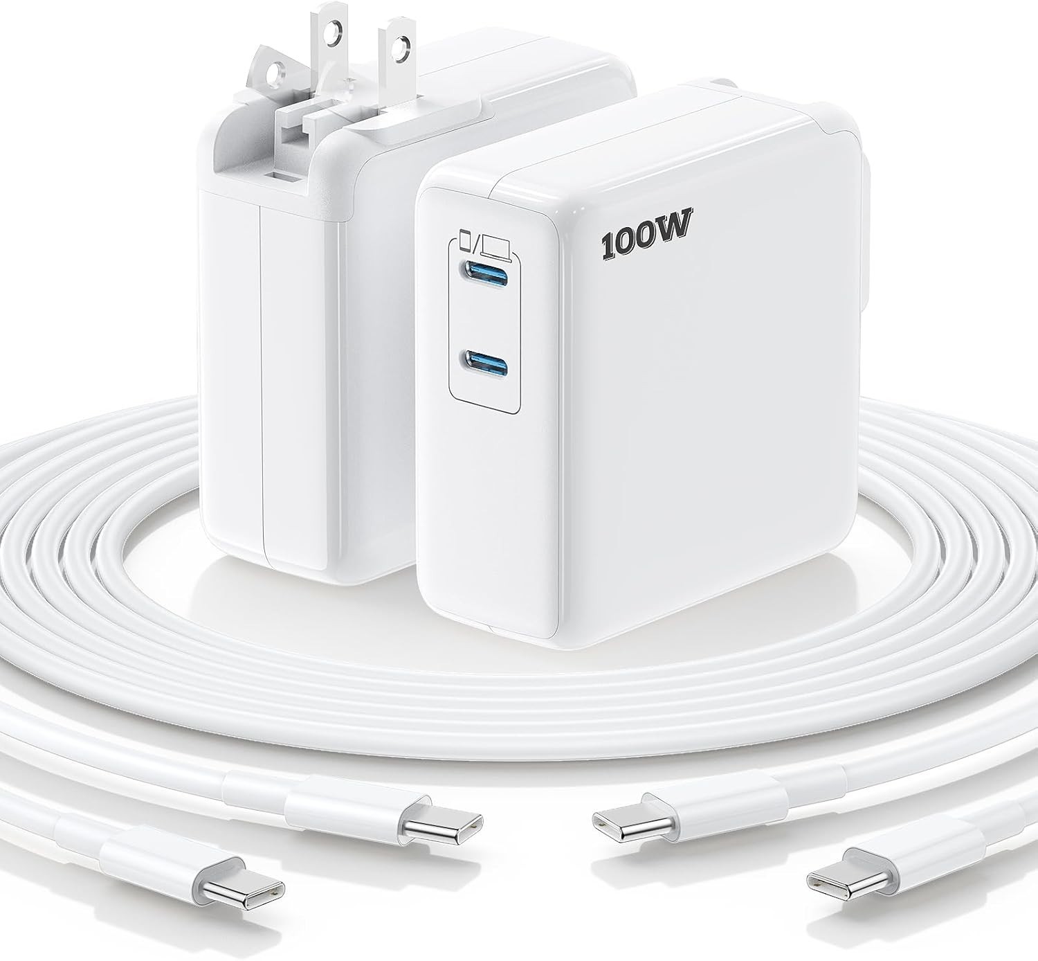 Essri MacBook Pro Charger,100W USB C Charger 2Pack with Foldable Plug,Dual 65W