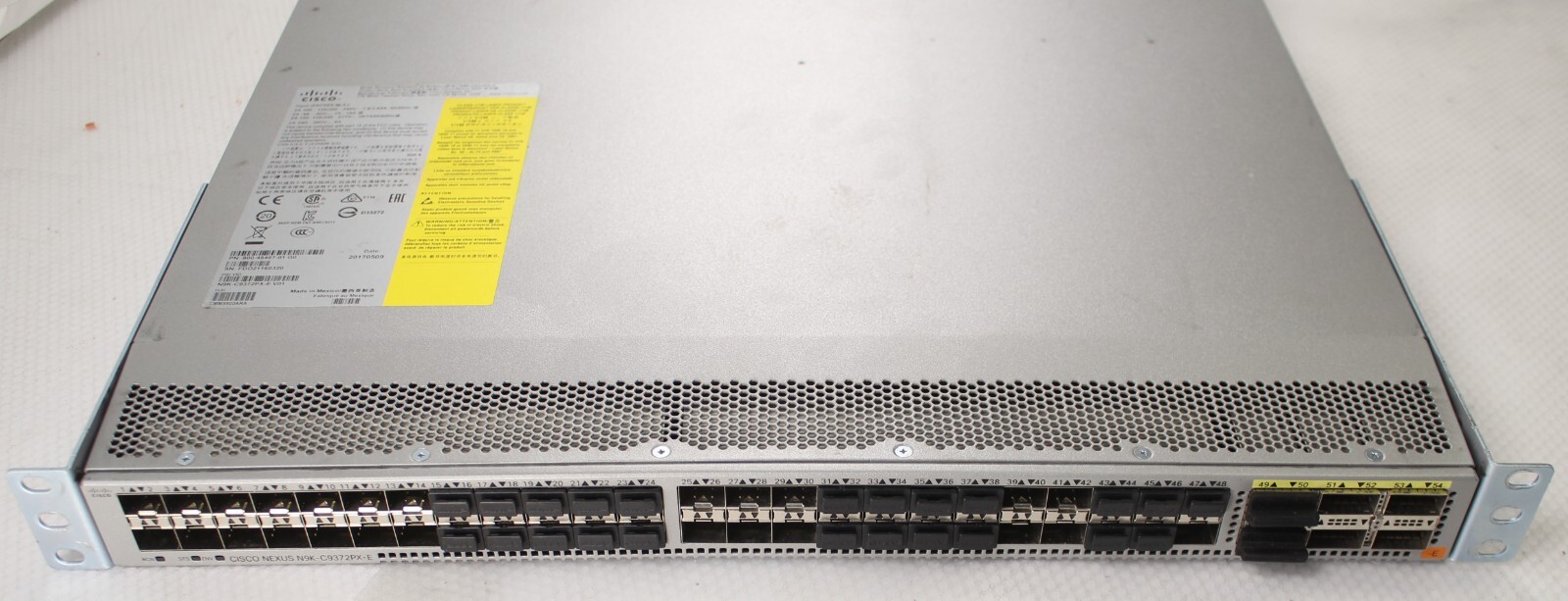 Cisco Nexus N9K-C9372PX-E 48-Port 10Gb SFP 6xQSFP 40Gb L3 Network Switch No FANs