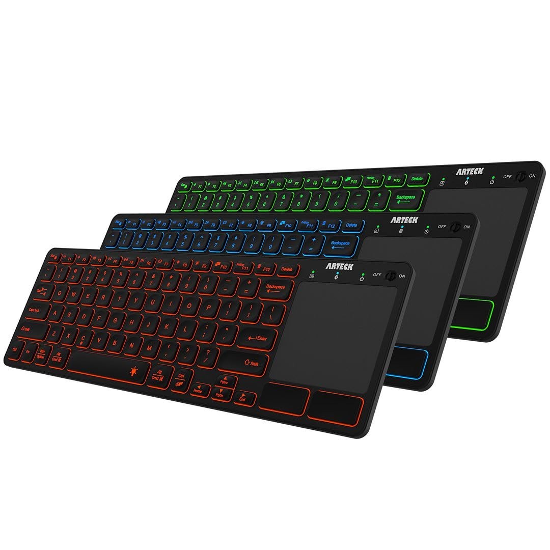 Universal Backlit 7-Colors Bluetooth Touch TV Keyboard with Easy Media Contro.