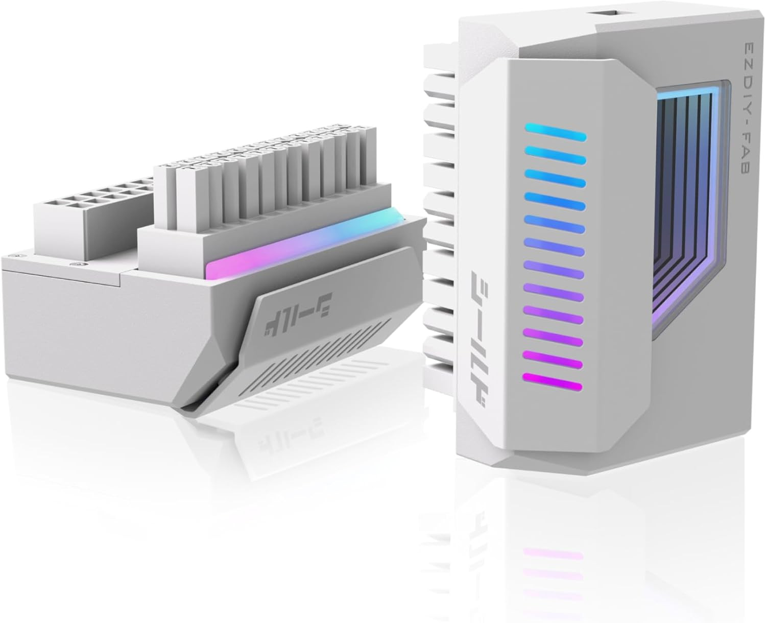 Shield ATX 24-Pin 180° Angle Adapter, Infinity Mirror ARGB, White