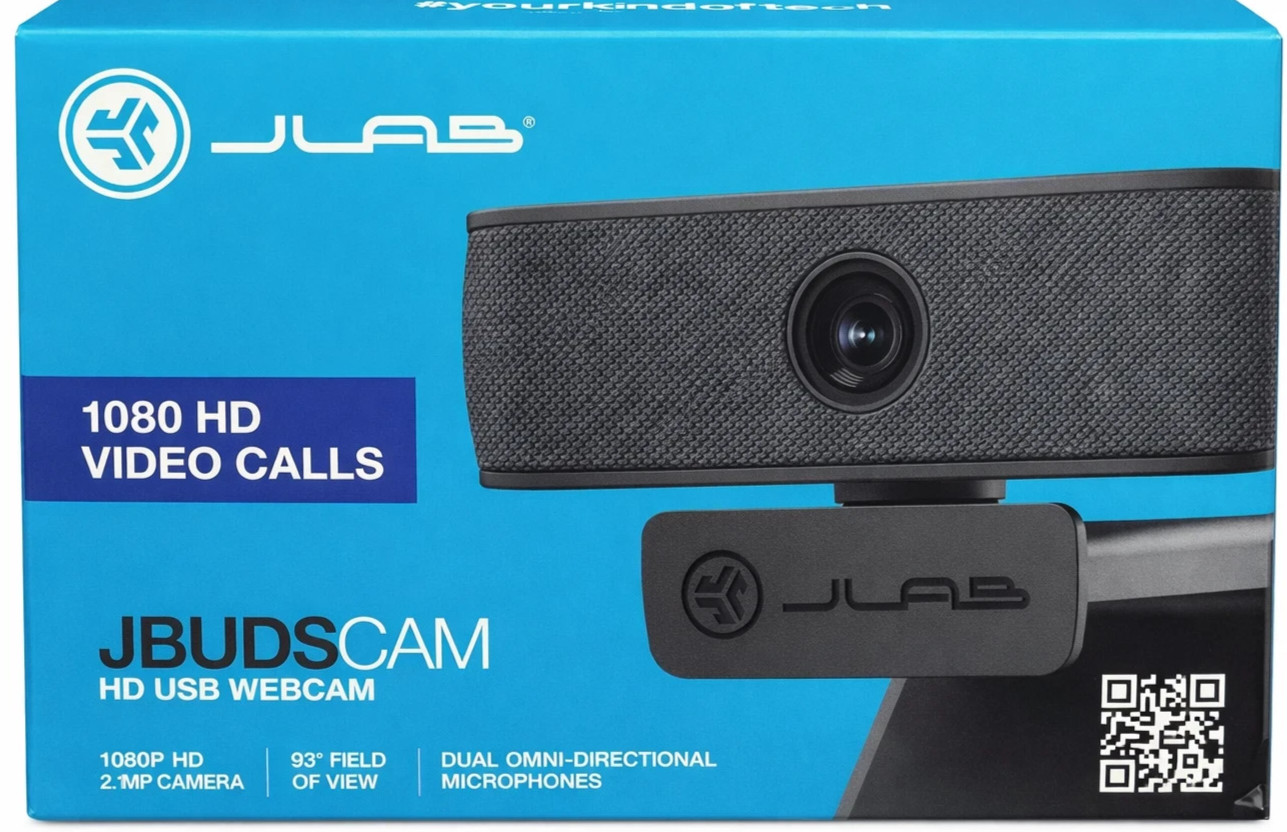JLAB JBUDS CAM WJBCAMRBLK124, USB Webcam-2k/1080P HD-two Microphones-BLK-NEW