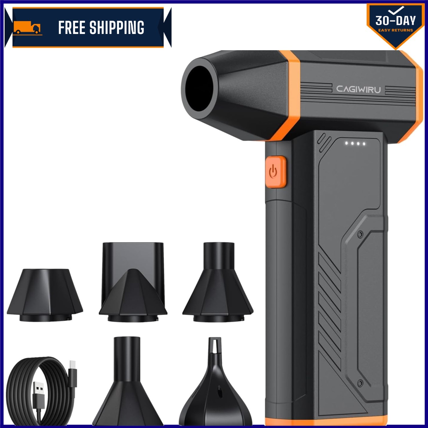 High-Power Electric Air Duster - Lightweight with Multiple Nozzle Attachments