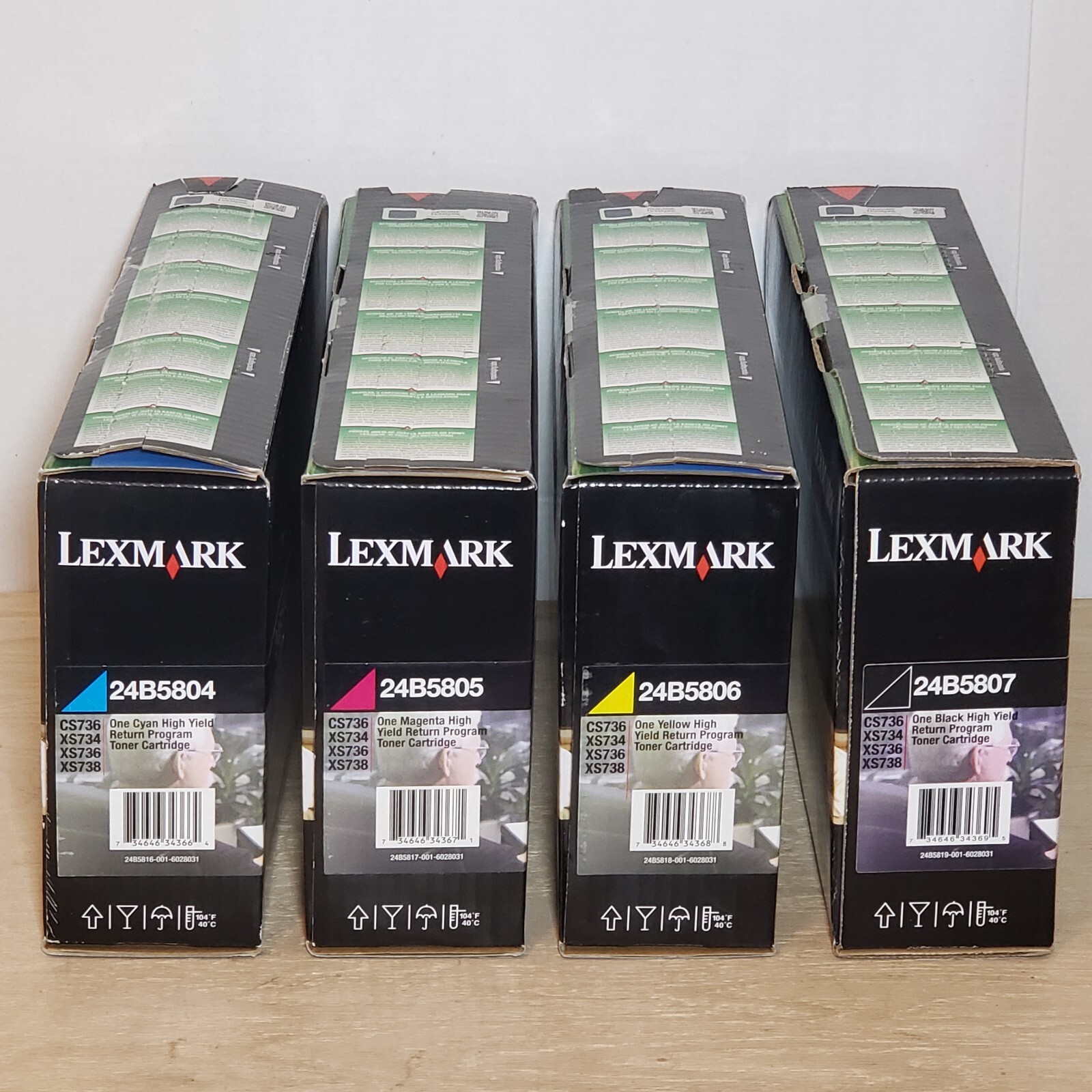 Lot 4- Lexmark Toner Ink 24B5804, 24B5805, 24B5806, 24B5807 B/C/M/Y  High Yield 