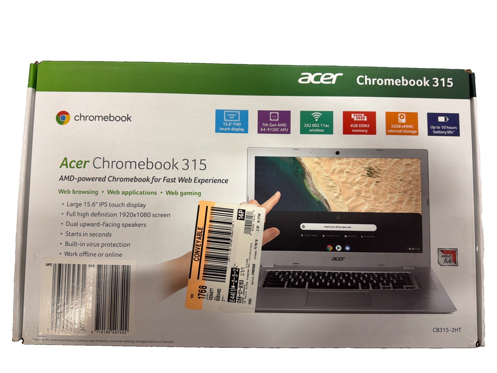 Acer Chromebook 315 15.6" (32GB eMMC, AMD A4 Dual-Core 2.40 GHz, 4GB) LaptopBNIB