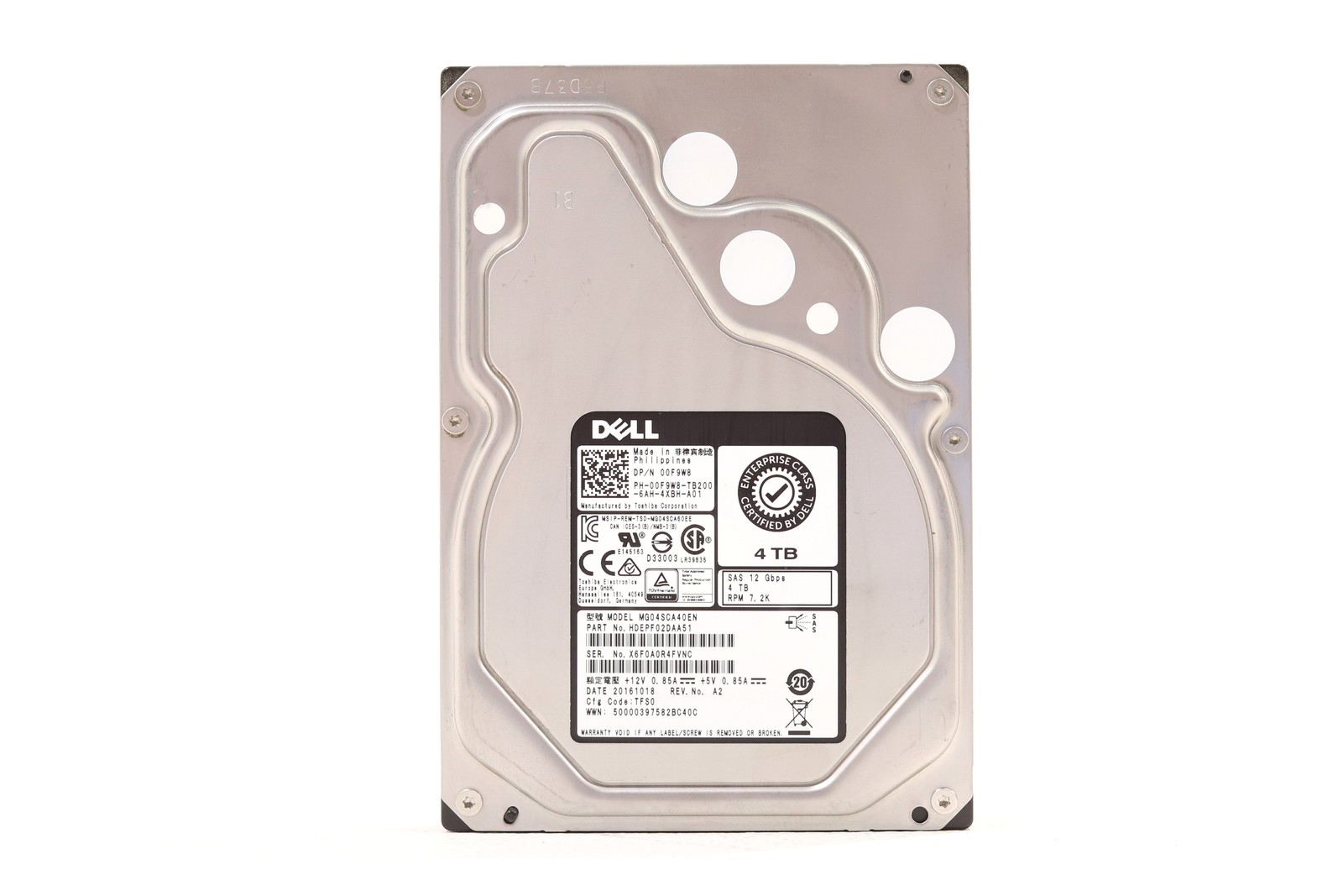 Dell MG04SCA40EN 4TB 3.5" 12Gb/s 7.2K RPM SAS Hard Drive Dell P/N: 00F9W8 Tested
