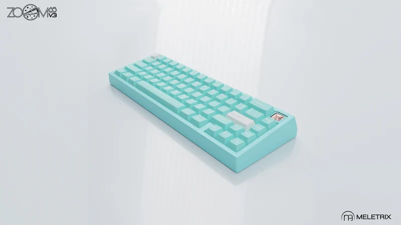 Meletrix Zoom65 V3, No Tail Light, Sky Blue Case, Stawberry Ice Cream Backplate