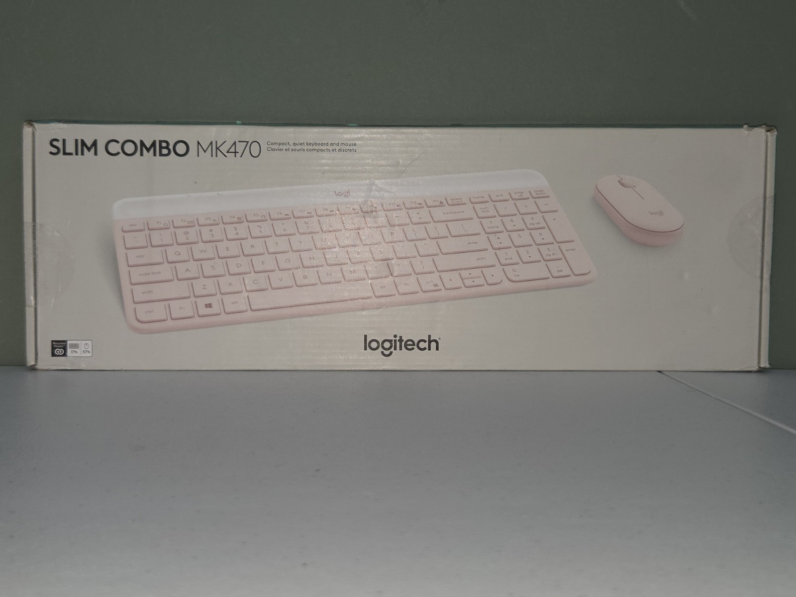 New Logitech - MK470 Slim Full-size Pink Wireless Keyboard and Mouse Bundle NIB
