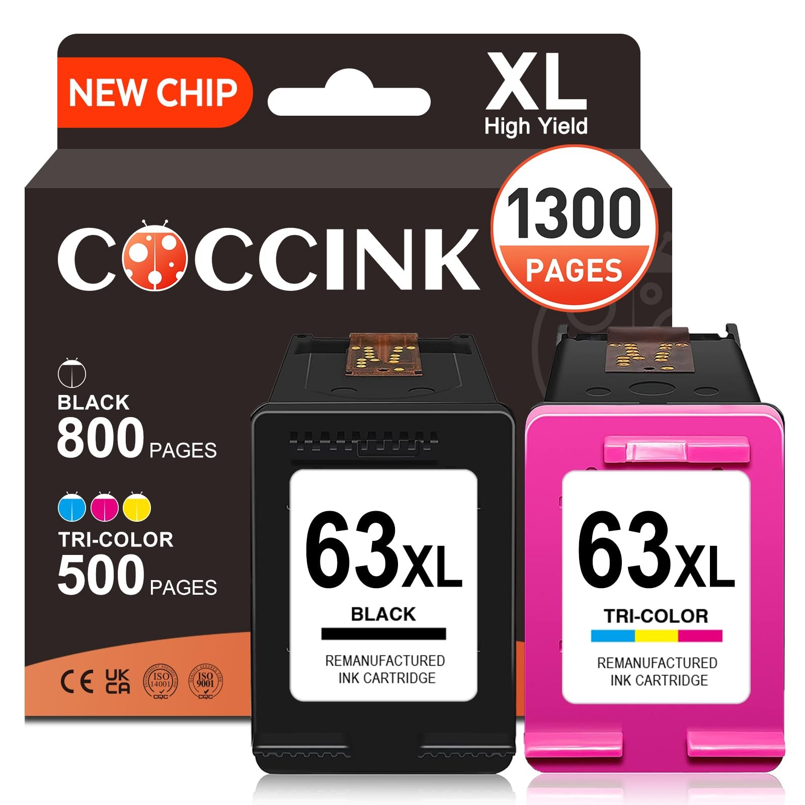 COCCINK HP Ink 63 XL HP Officejet 3830 3833 4652 4655 5212 COCCINK HP Ink
