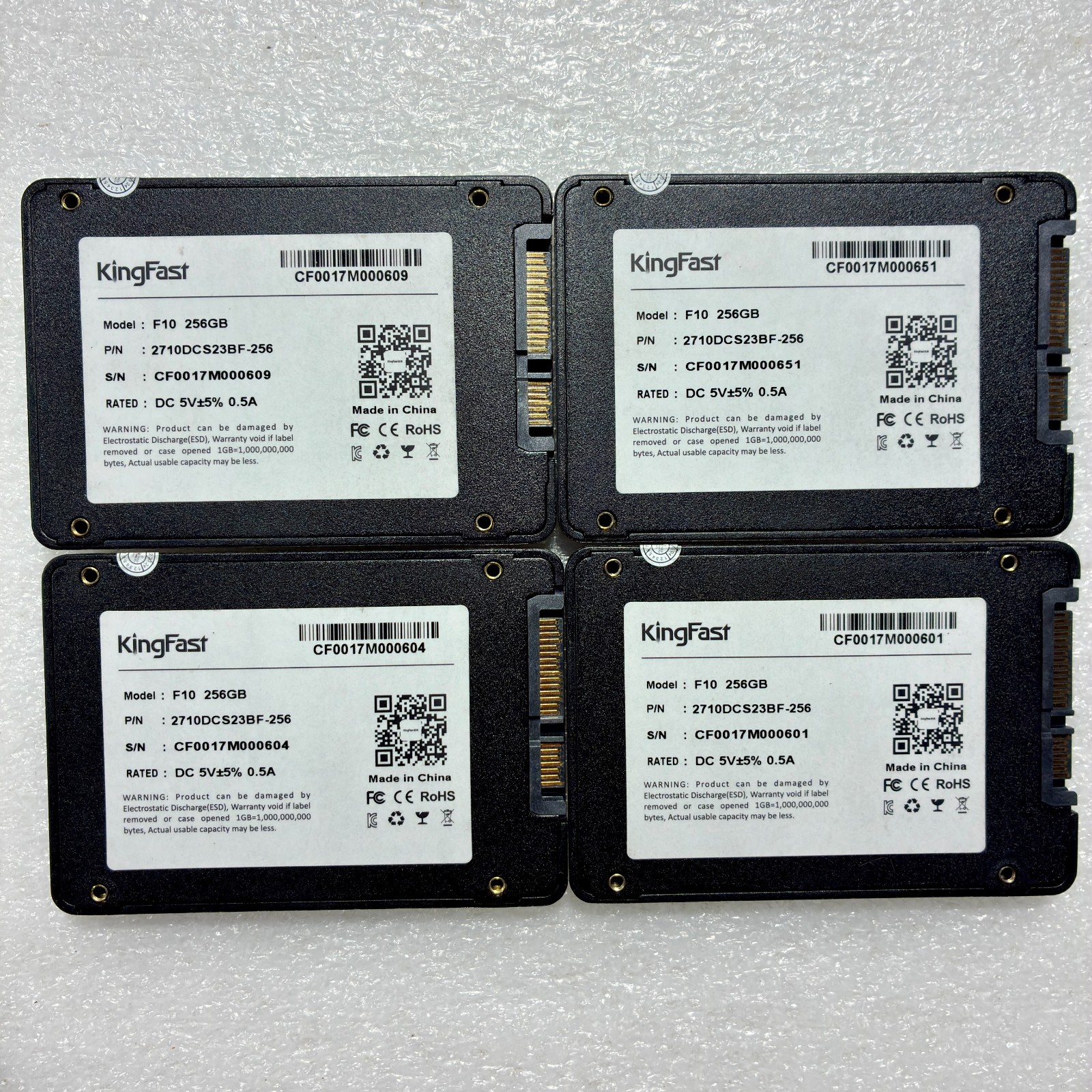 Lot of 4 KingFast F10 256GB 2.5" SATA SSD 2710DCS23BF-256