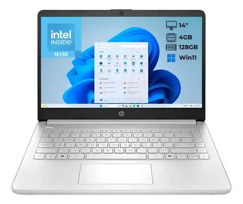 HP 14" Laptop Intel N150 4GB 128GB UFS Windows 11 Home S Mode Silver