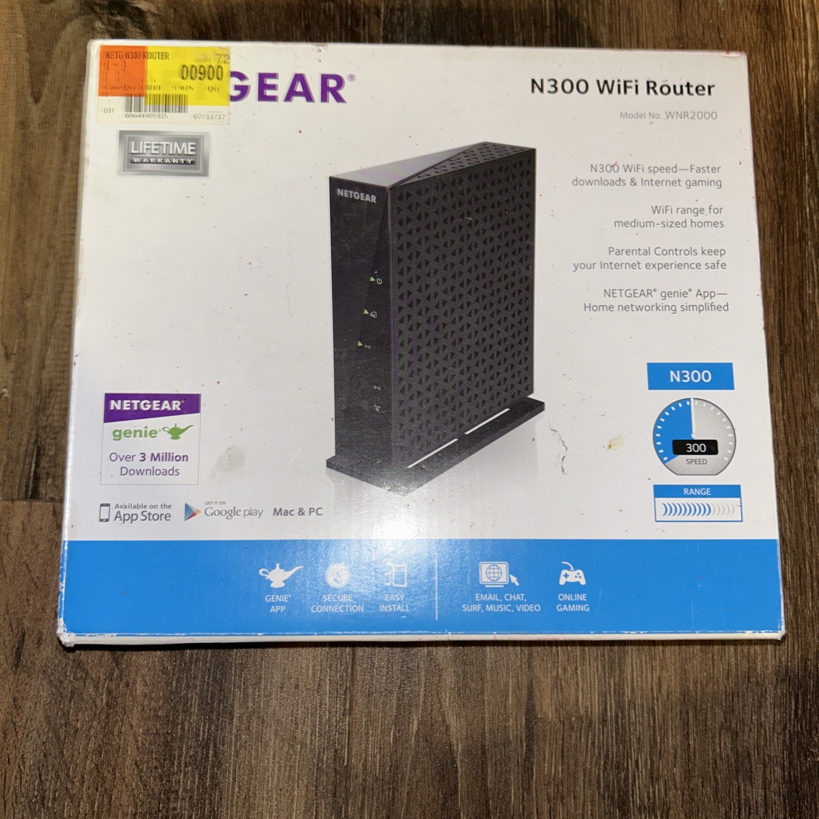 NEW/SEALED Netgear N300 Wireless WiFi Router [WNR2000] Black - New