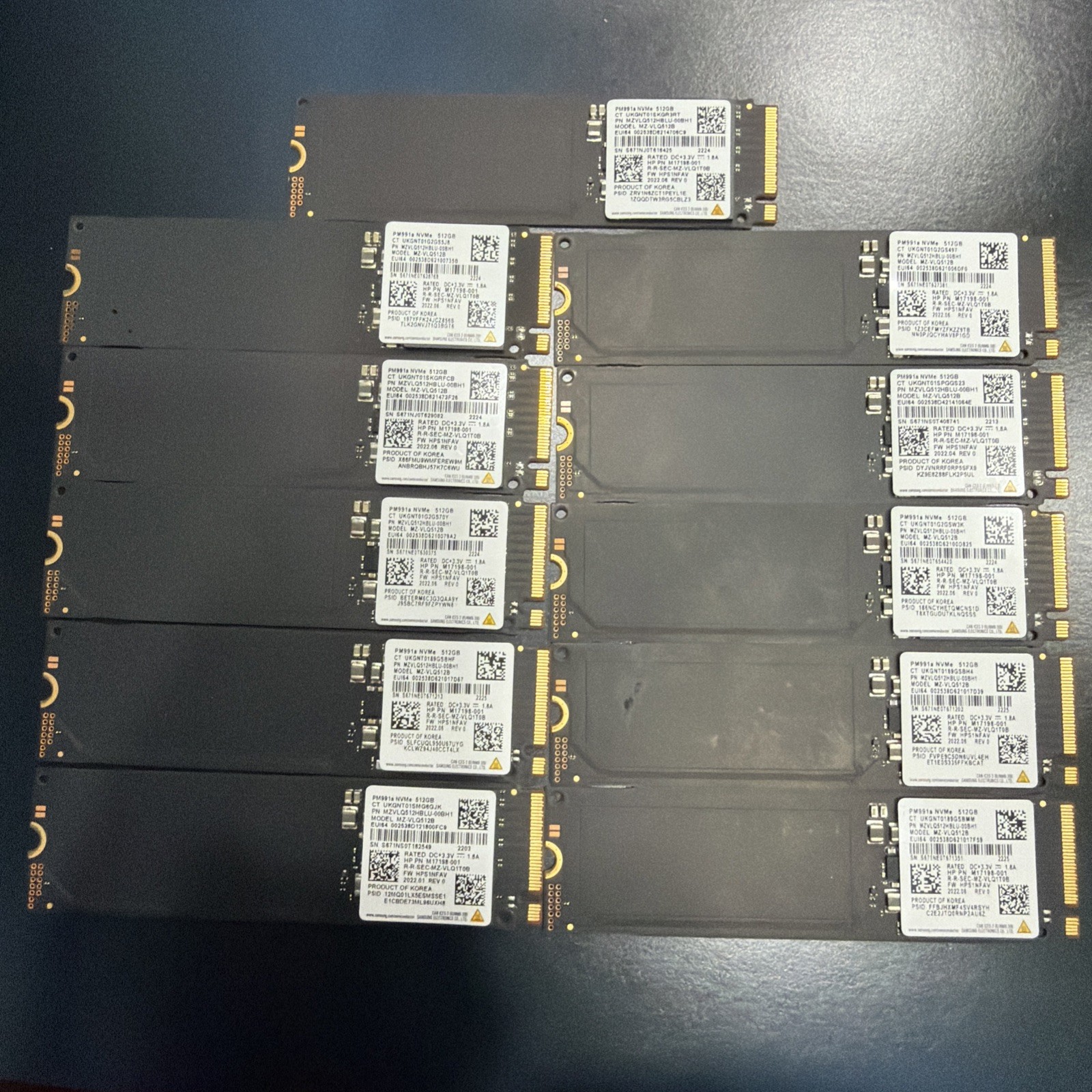 Samsung PM991a Lot Of 11 ~ 512GB NVMe SSD Solid State Drive 100% -84% Health