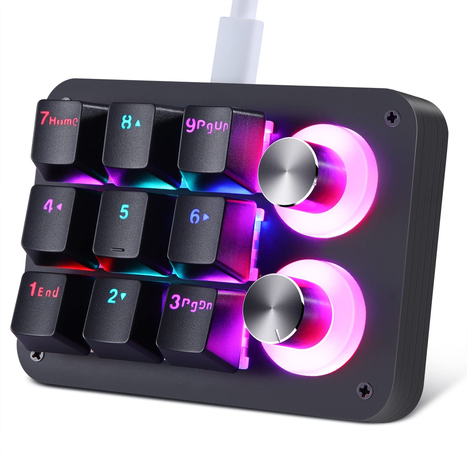 9Key Mechanical Numpad 2 Programmable Knobs LED Backlit Macro Gaming Keypad