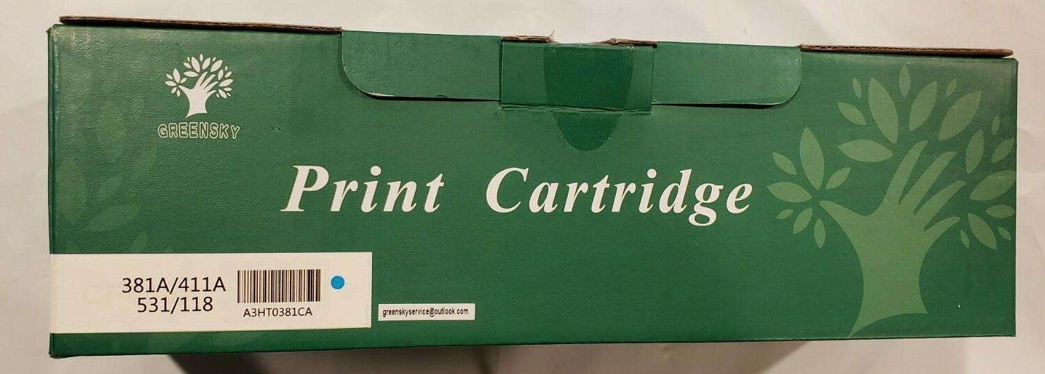 Greensky Print Cartridge 381A/411A  531/118  New NIB Sealed Ink Toner  (CYAN)