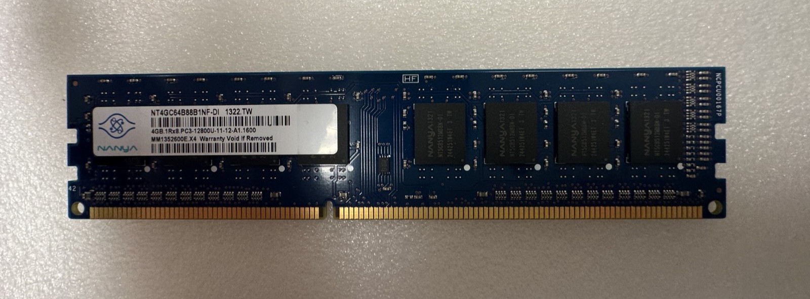 NANYA 4 GB 1Rx8 PC3-12800U-11-12-A1 NT4GC64B88B1NF Desktop