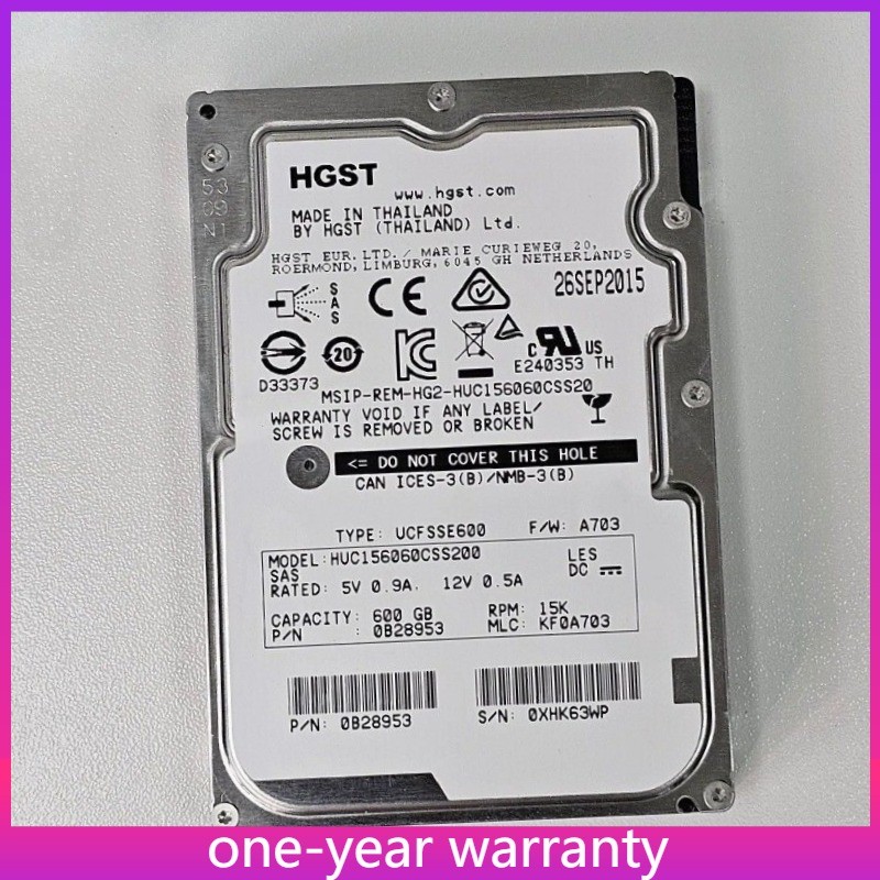 HUC156060CSS200 H.G.S.T 600GB 15K RPM SAS 12Gb/s 128MB 2.5" Hard Drive HDD NEW