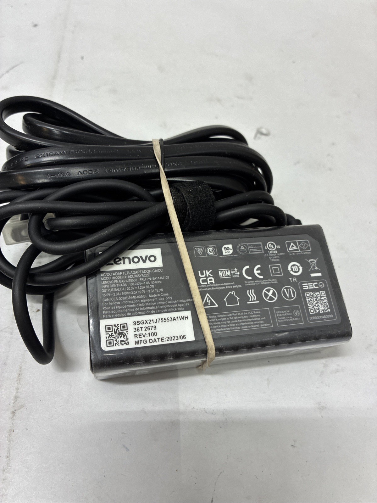 Genuine Lenovo 65W USB-C AC Adapter Charger Power Cord Cable ADLX65YAC2E OEM