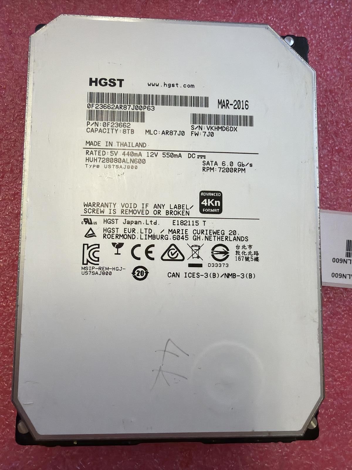 HITACHI HGST HUH728080ALN600 8TB 3.5 SATA HDD