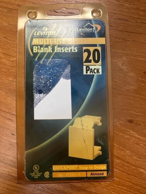 Leviton Quickport Snap-In Blank Module Almond 41084-A (pack of 20)