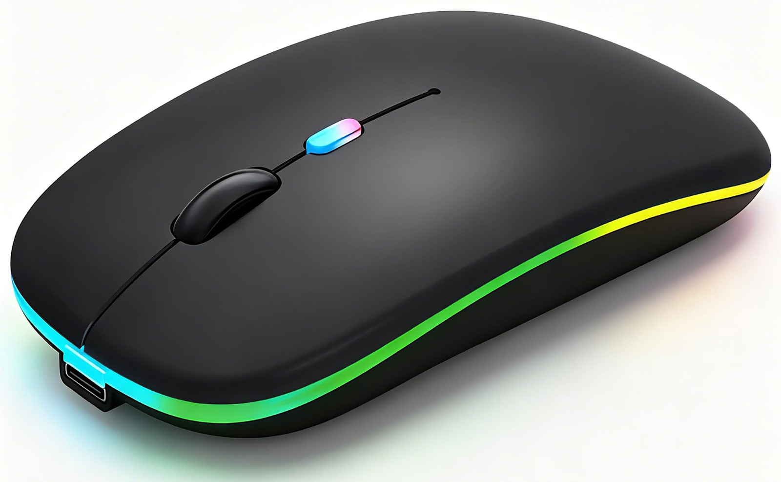 WREANU Wireless Mouse, Rechargeable Bluetooth Mouse for 1.1*2.3*4.4 in, Black