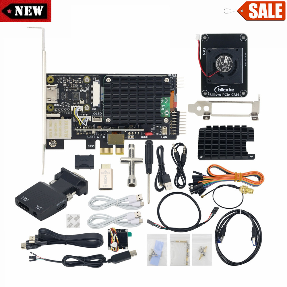 Blikvm PCIe Add-in Card w/Cooling Fan and OLED Display BLIKVM PCIe Card Version