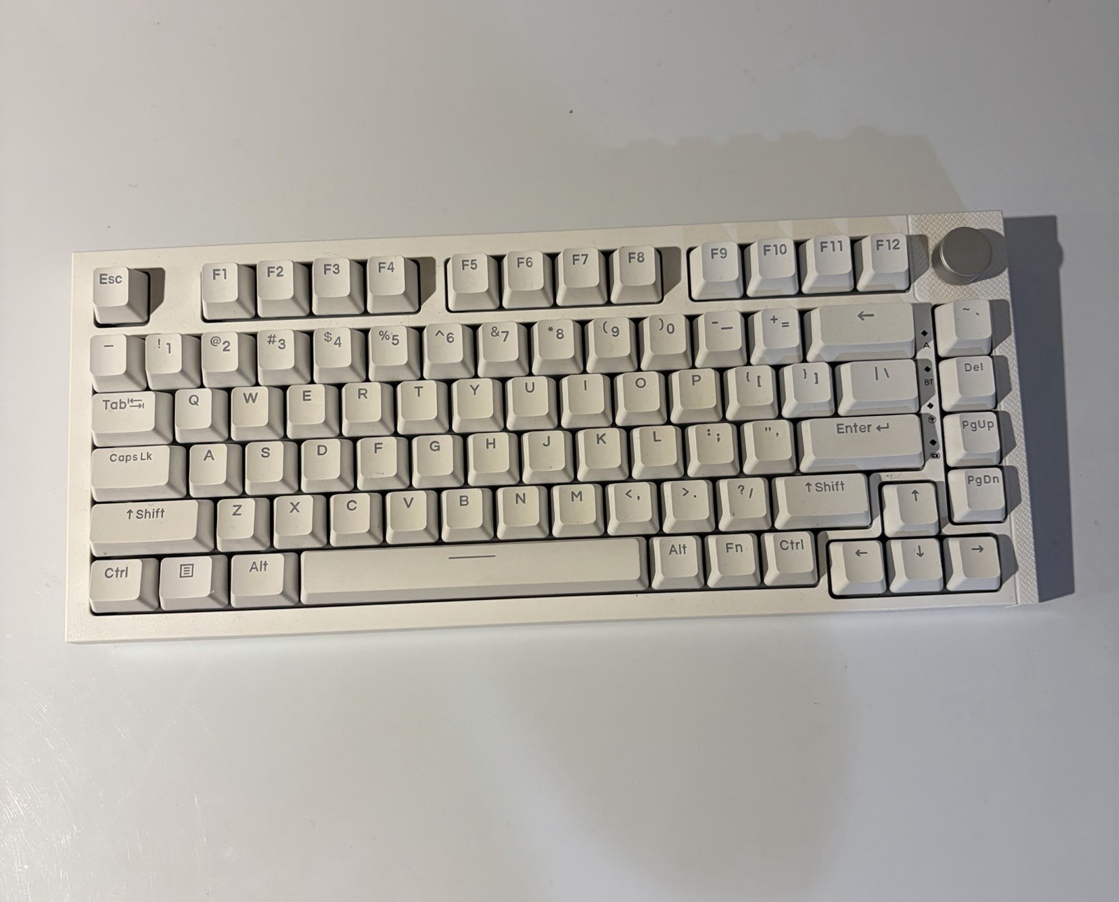 Custom Built White Reccazr Mechanical Keyboard With Light Blue Akko Switches