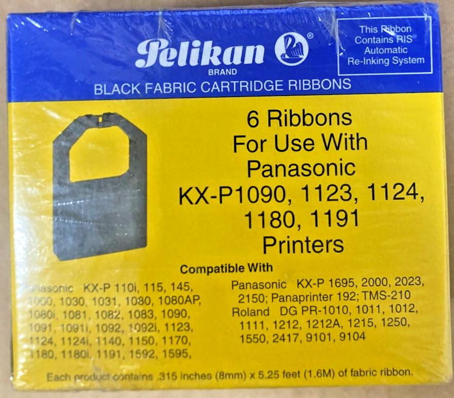 Pelikan Black Fabric 6P217 Cartridge Ribbons SEALED Pack Of 6