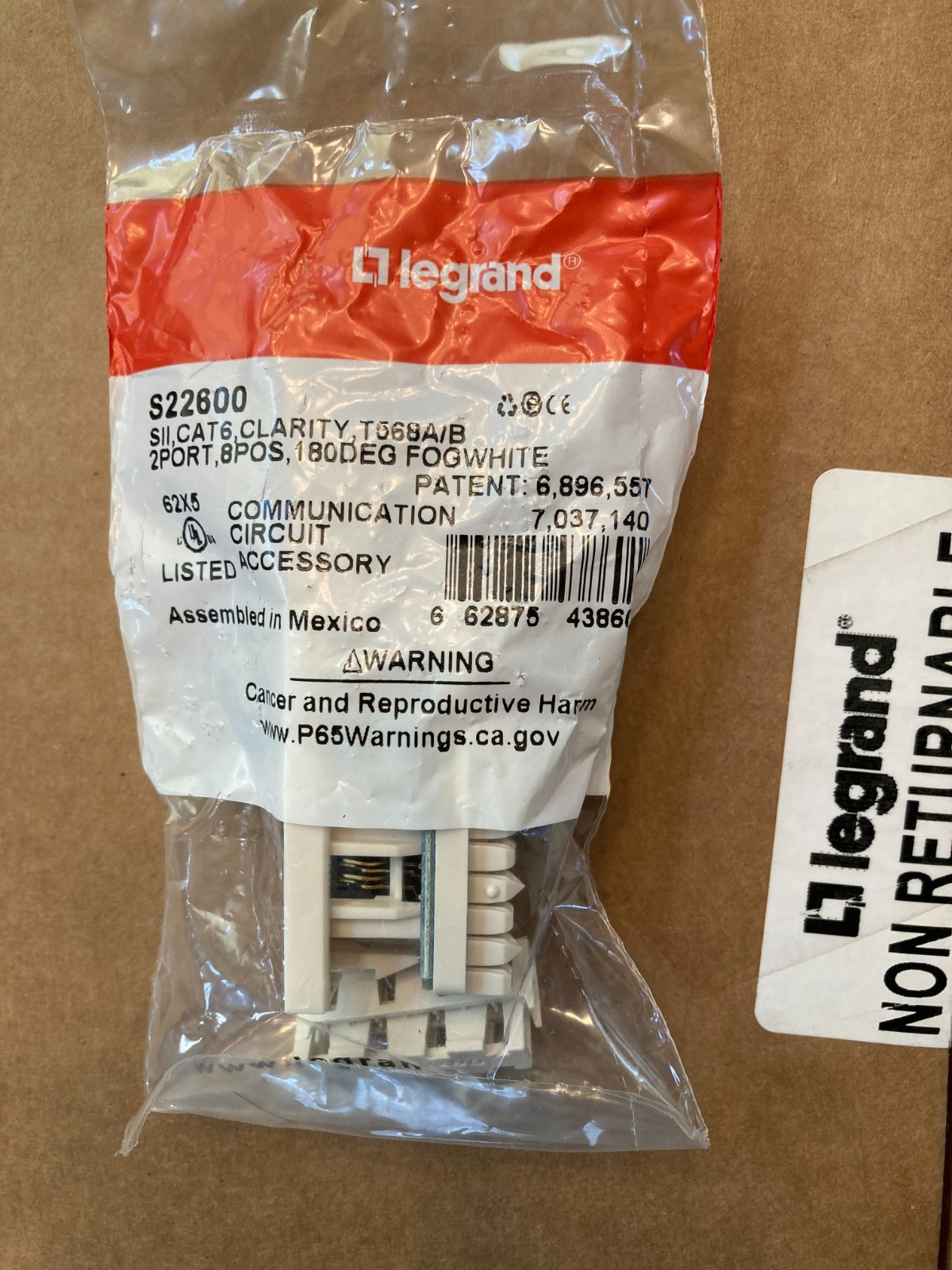 ORTRONICS/LEGRAND (OR-S22600) Cat 6 Clarity 2-Port T568A/B wiring Fogwhite
