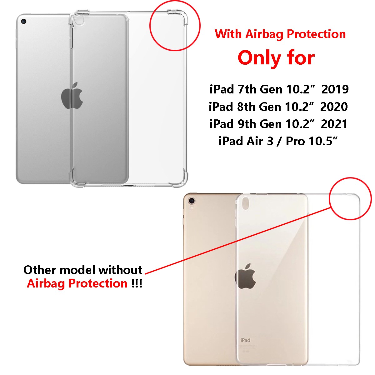 For iPad A16 11/10/9/8/7/6/5th Generation TPU Soft Silicone Case Slim Cover Skin