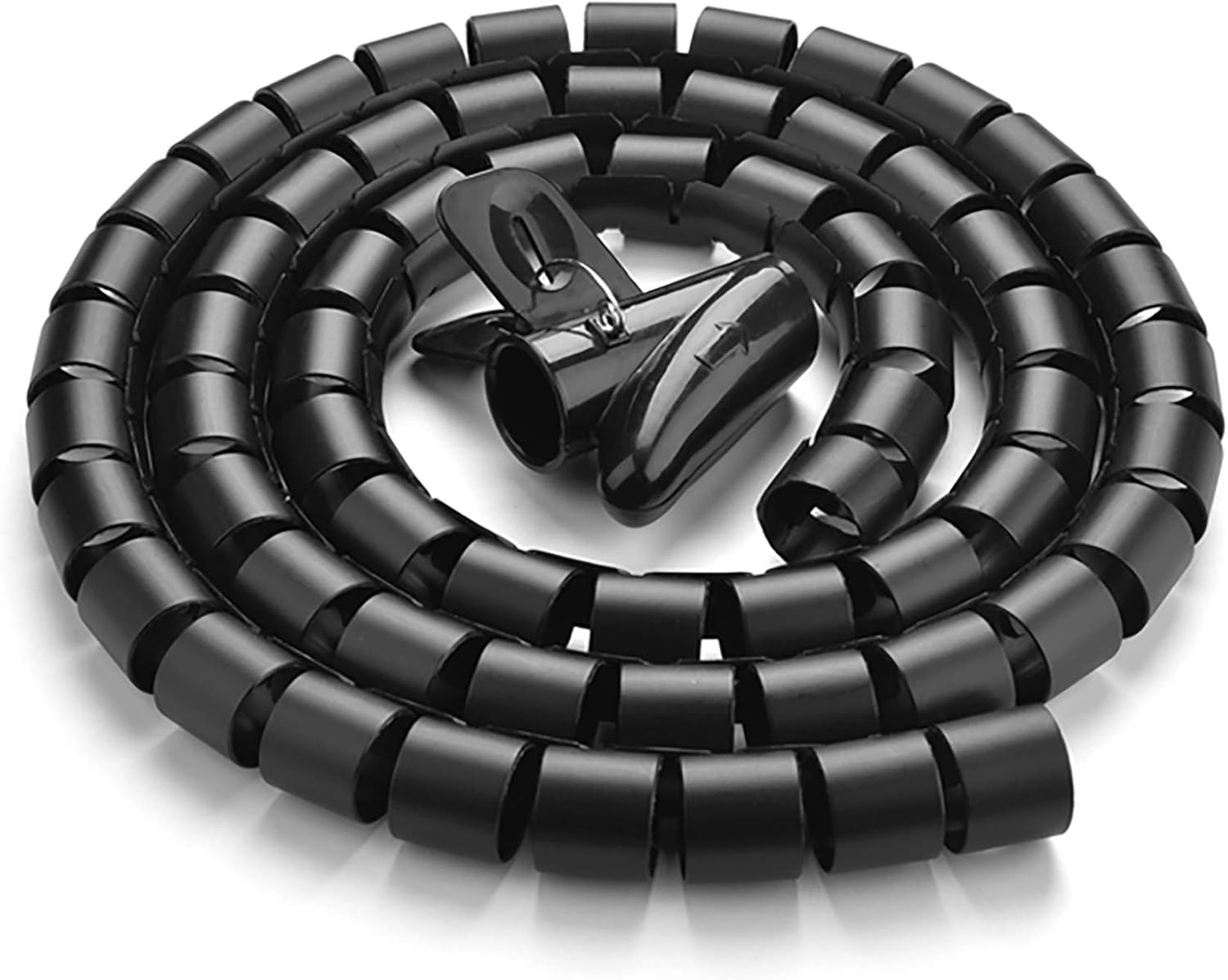 10FT Cable Management Sleeve Cord Bundler 0.8" Diameter w/Zip Clip Zipper Wire W