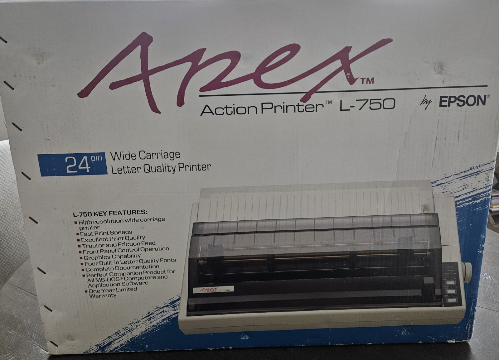 Epson Action Apex Printer L-750  24-Pin Dot Matrix Printer Rare Vintage NOS