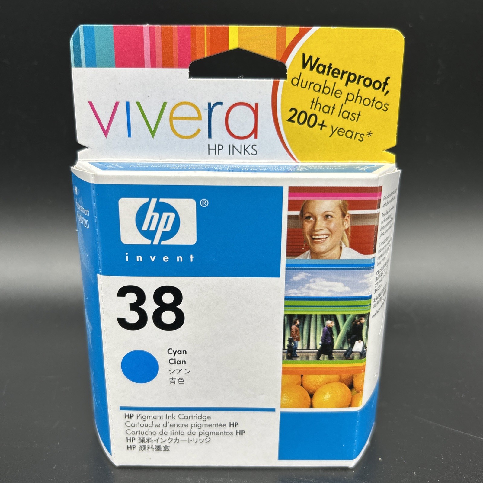 HP 38 Vivera Cyan C9406A Pigment Ink Cartridge New Sealed