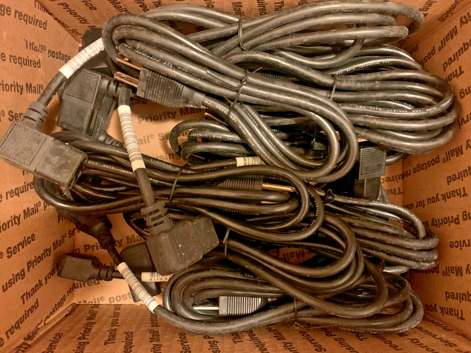 Lot of 13 New Black, Angled Power Cable for computers, printers, servers