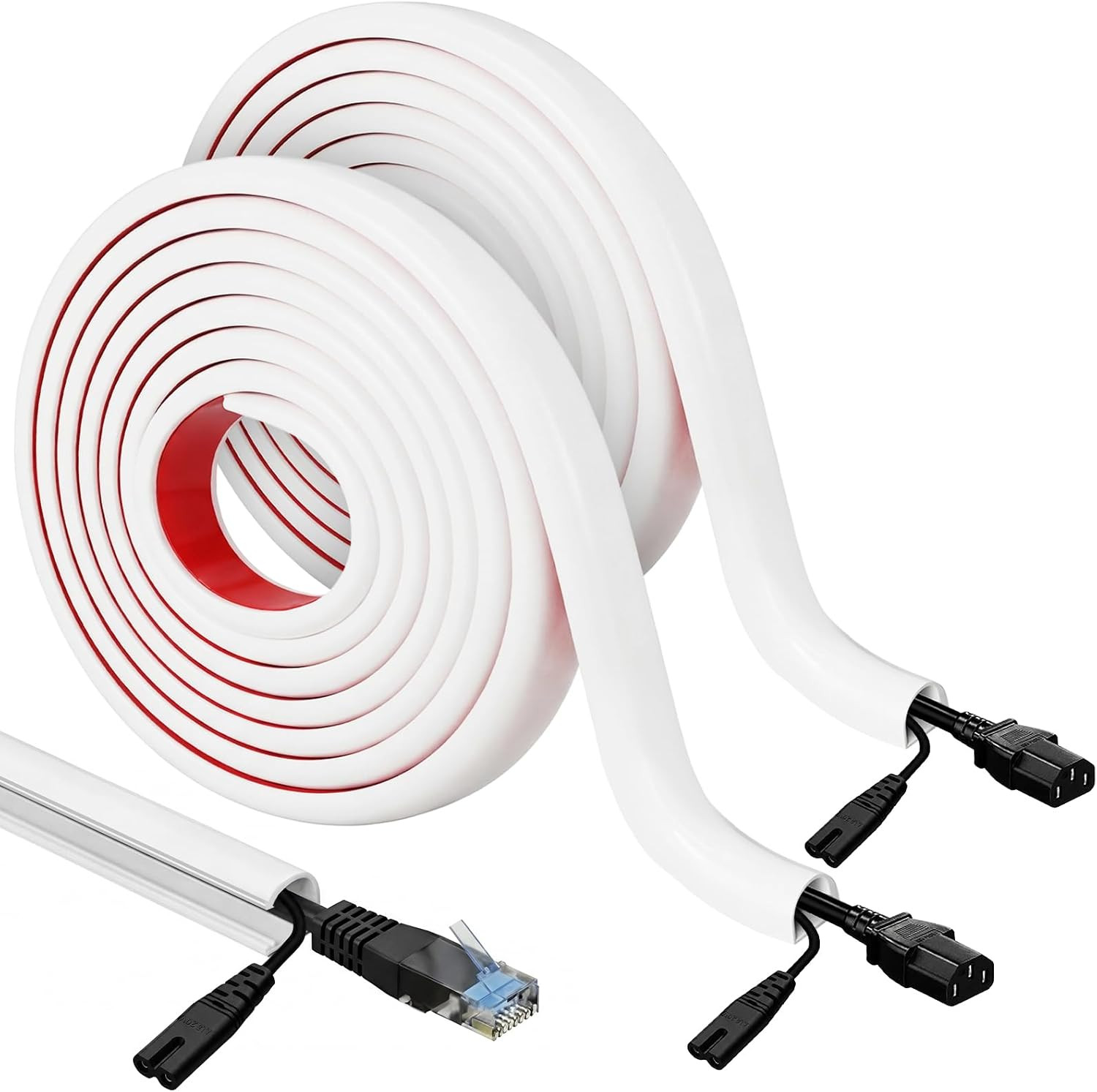 2 Pcs Silicone Wall Wire Hider, 10 Ft Each, Self-Adhesive Flexible Cord Hider Wa