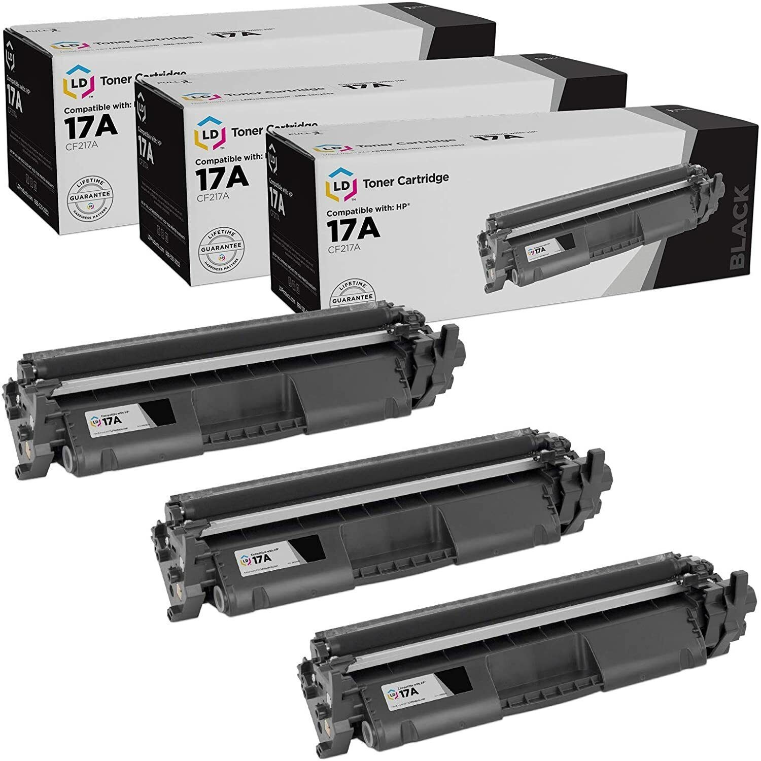 LD 3pk Comp Black Laser Toner Cartridge for HP 17A CF217A M102a M102 MFP 130a