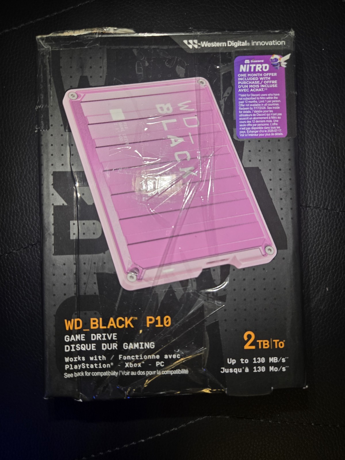 WD_BLACK P10 2TB Game Drive 2.5” HDD USB Hard Drive Pink - Low Hours