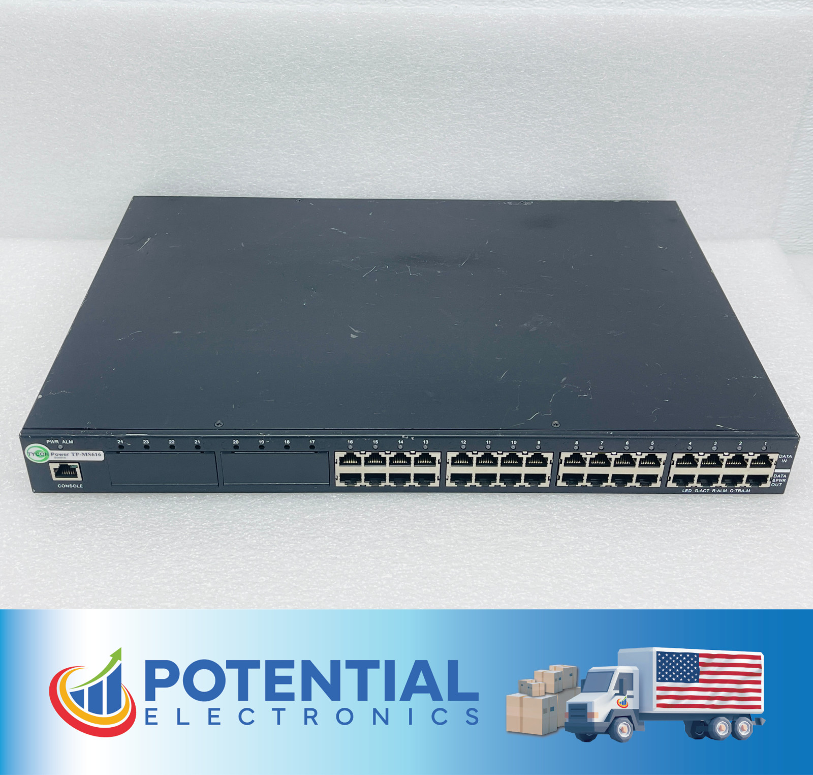USED - Tycon Power TP-MS616 16 Port 802.3at/Passive Gigabit PoE Midspan