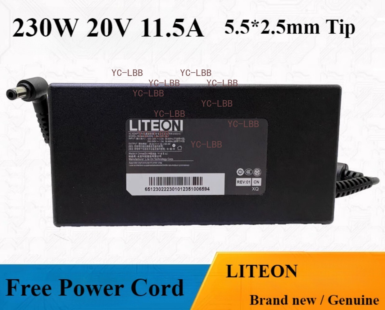 LITEON 230W 20V 11.5A Adapter for MSI/Clevo Laptop 5.5*2.5mm Charger PA-1231-26