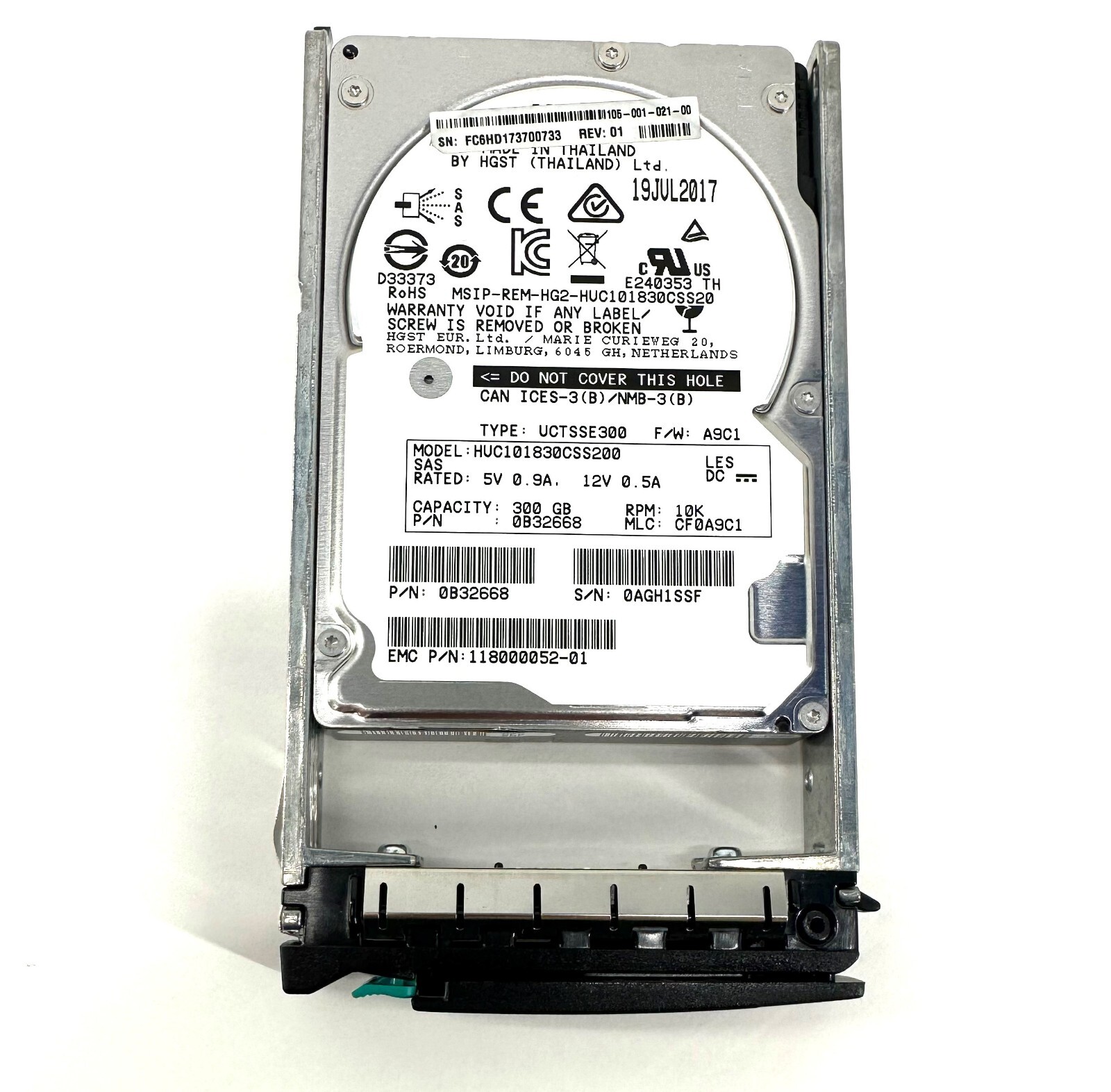 105-001-021 EMC 300Gb 10K 2.5" SAS 12Gbps HDD Hard Disk Drive vt NEW~