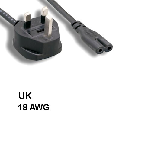 [10X] 6' UK Britain Non-Polarized 2Pin Power Cord IEC60320 C7 to BS 1363 5A/250V