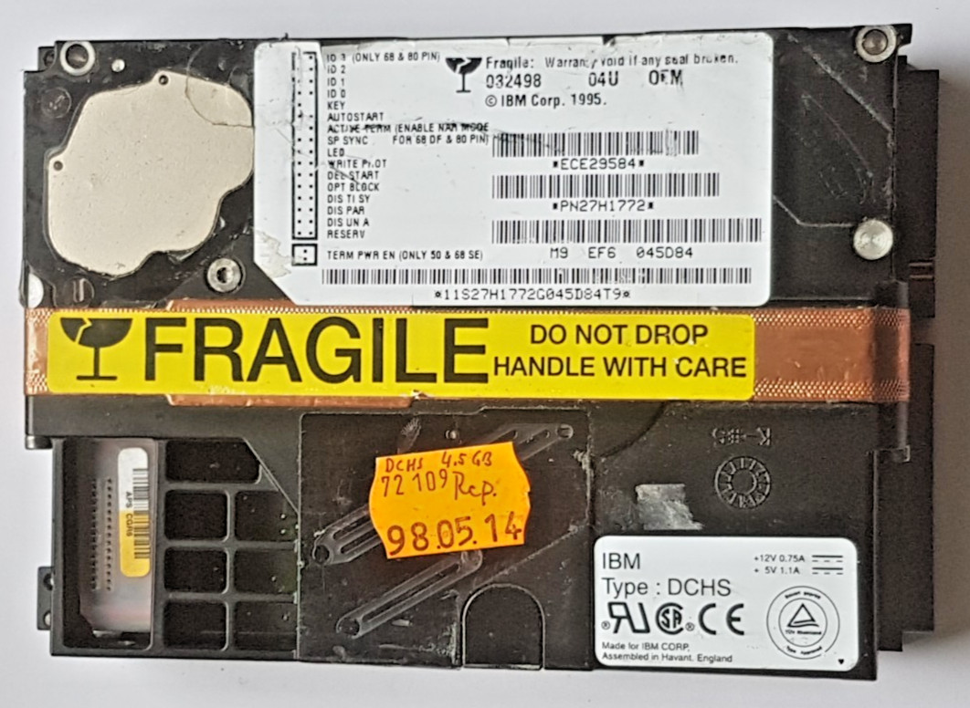 4GB IBM OEM DCHS-04U PN 27H1772 7.2K Ultra2 Wide SCSI 68pin 256KB LFF HDD 3.5"