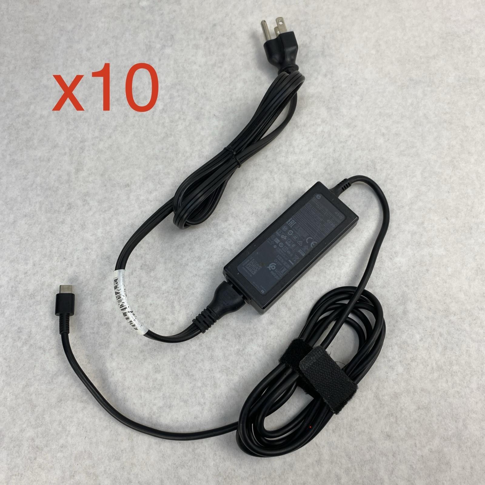 HP TPN-DA15 45W 15V 3A USB-C Tip Charger AC Adapter (Lot of 10)